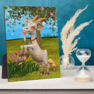 Plaque Photo Chèvre de dessin animé drôle Art d'animal de jardi