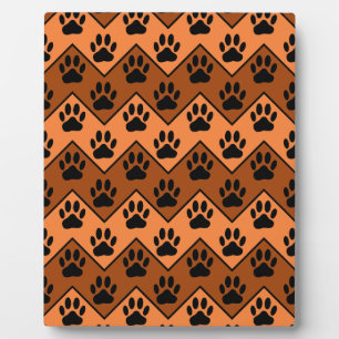 Plaque Photo Chevron Orange Brown Avec Motif Paw Chien