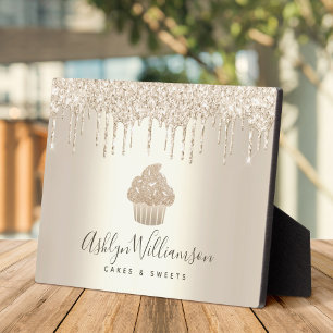 Plaque Photo Chic Gold Cupcake Parties scintillant Drivers Bake