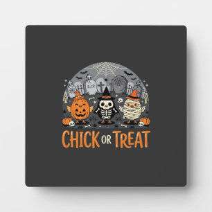 Plaque Photo Chick or Treat Mignon Design de Cimetière Hallowee