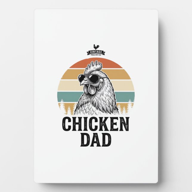 Plaque Photo Chicken Dad Vintage Sunset Funny Chicken Lover Shi (Devant)