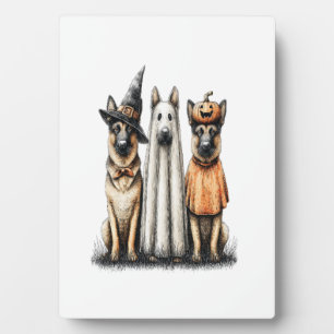 Plaque Photo Chien berger allemand Halloween Ghost