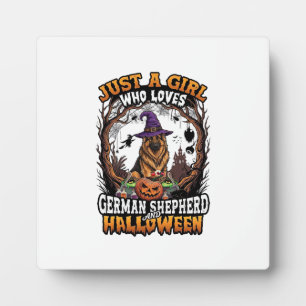 Plaque Photo Chien berger allemand Halloween Sorcière Chapeau C