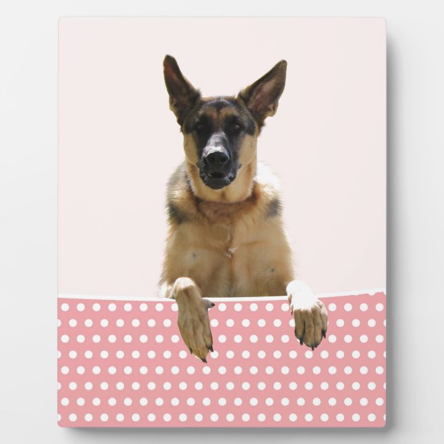 Plaque Photo Chien berger allemand Pois roses (Devant)
