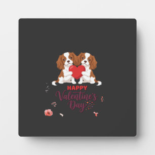Plaque Photo Chien Cavalier King Fleuris Joyeuse Saint-Valentin