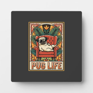 Plaque Photo Chien d'art populaire rétro Pug Life