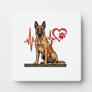 Plaque Photo Chien de berger belge Battement de coeur Patte Coe