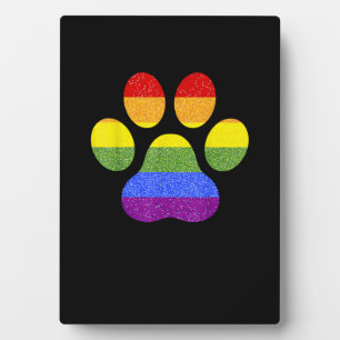 Plaque Photo Chien Empreinte de patte arc-en-ciel Paw LGBT Prid