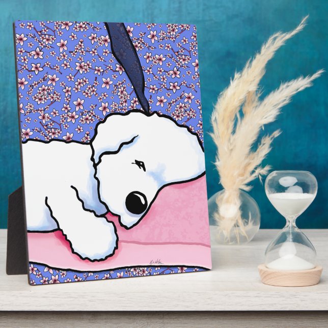 Plaque Photo Chien KiniArt Tired Bichon (Côté)