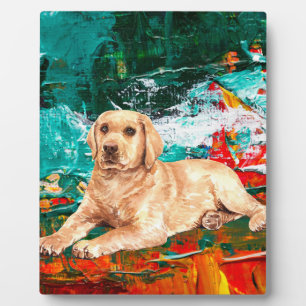 Plaque Photo Chien Labrador Artistique Abstrait sur Table