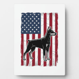 Plaque Photo Chien Patriotique Drapeau Vintage Vecteur Concepti