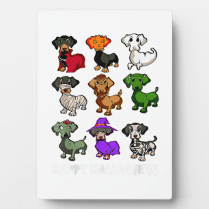 Plaque Photo Chiens Dachshund Halloween Joyeux Halloween