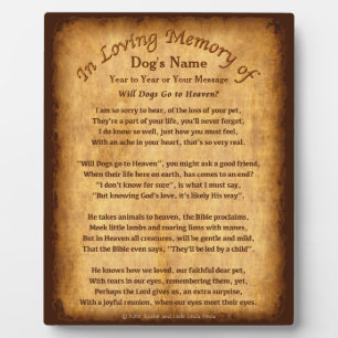 Plaque Photo Chiens de Volonté Personnalisés Aller au Ciel Poèm