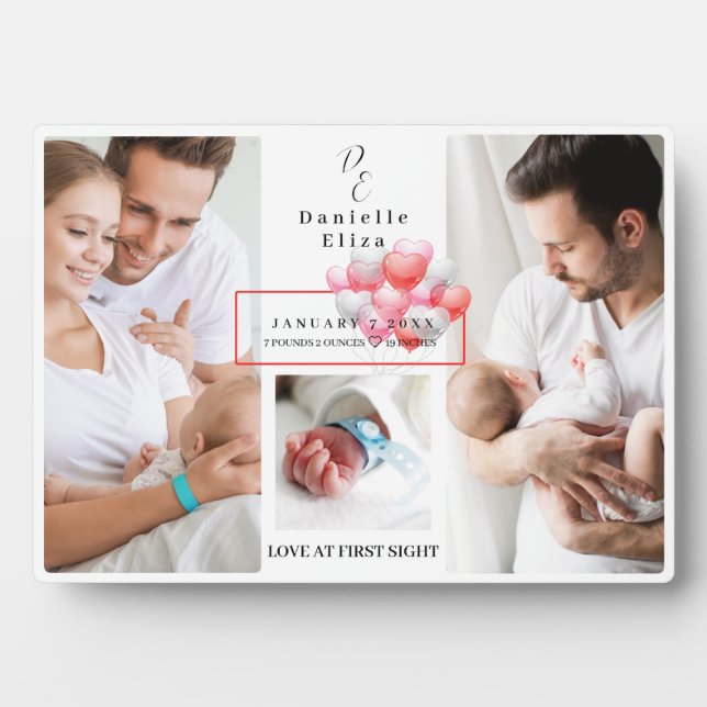Plaque Photo Chiffre de naissance de nouveau-né Statistiques Ph (Devant)