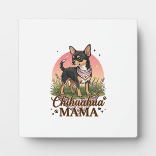 Plaque Photo Chihuahua Mama Chien Bandana Floral Rose_1