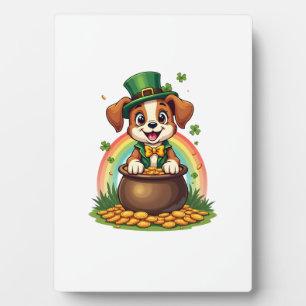 Plaque Photo Chiot Lucky Leprechaun Vintage Arc-en-Ciel Pot d'O