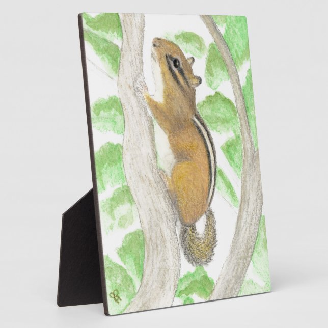 Plaque Photo Chipmunk dans l'arbre Apple (Côté)