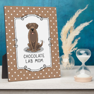 Plaque Photo Chocolat Lab Maman (Labrador Retriever Mom) mignon