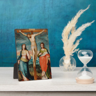 Plaque Photo Christ sur la croix avec les saints