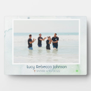 Plaque Photo Christian Baptême cadeau commémoratif Océan bleu