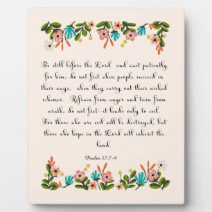 Plaque Photo Christian Citation Art - Psaume 37:7-9