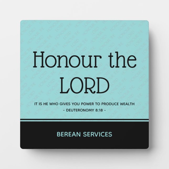 Plaque Photo Christian Custom HONNEUR LE SEIGNEUR Inspirationne (Devant)