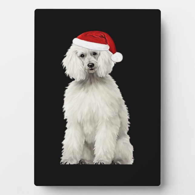Plaque Photo Christmas Poodle Christmas Tree Dog Puppy Watercol (Devant)
