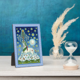 PLAQUE PHOTO CHRISTMAS UNICORN, MAGIQUE HORN TREE, IMAGINAIRE H