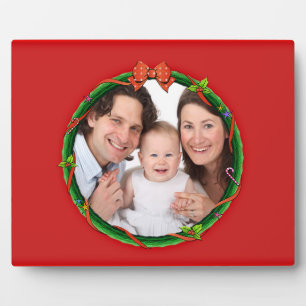 Plaque Photo Christmas Wreath Ajouter Votre Photo & Arrière - p