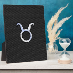 Plaque Photo Chrome Argent Comme Taurus signe Zodiac
