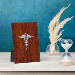 Plaque Photo Chrome Comme Caduceus Symbole Médicale Mahogany Br