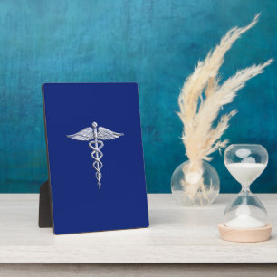 Plaque Photo Chrome Comme Caduceus Symbole Médicale Marine Déco