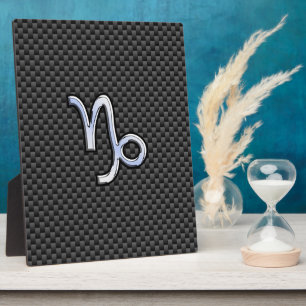 Plaque Photo Chrome comme Capricorn Zodiac Sign on Carbon Fiber
