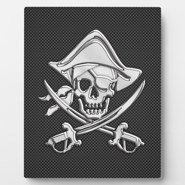Plaque Photo Chrome comme Pirate sur Black Carbon Fiber (Devant)