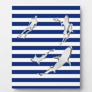 Plaque Photo Chrome Comme Plongeur et requins sur les rayures n