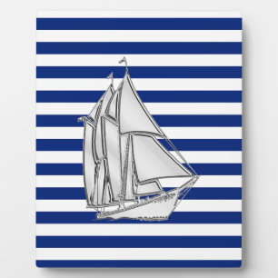 Plaque Photo Chrome Sailboat sur les rayures nautiques