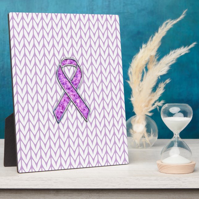 Plaque Photo Chrome style Crystal Pink Ribbon Awareness Knit (Côté)