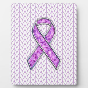 Plaque Photo Chrome style Crystal Pink Ribbon Awareness Knit
