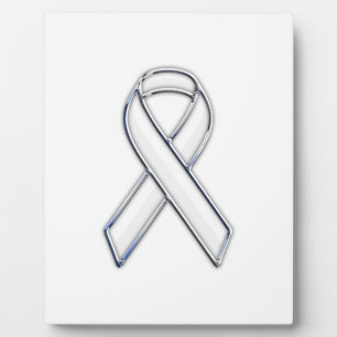 Plaque Photo Chrome Style White Ribbon Awareness