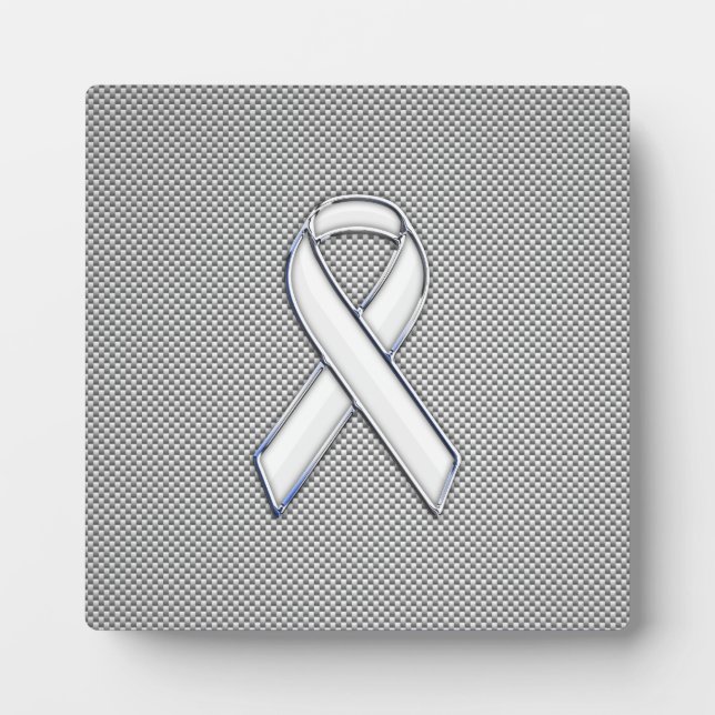 Plaque Photo Chrome White Ribbon Sensibilisation Fibre de carbo (Devant)