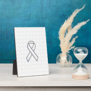Plaque Photo Chrome White Ribbon Sensibilisation sur Checkers I