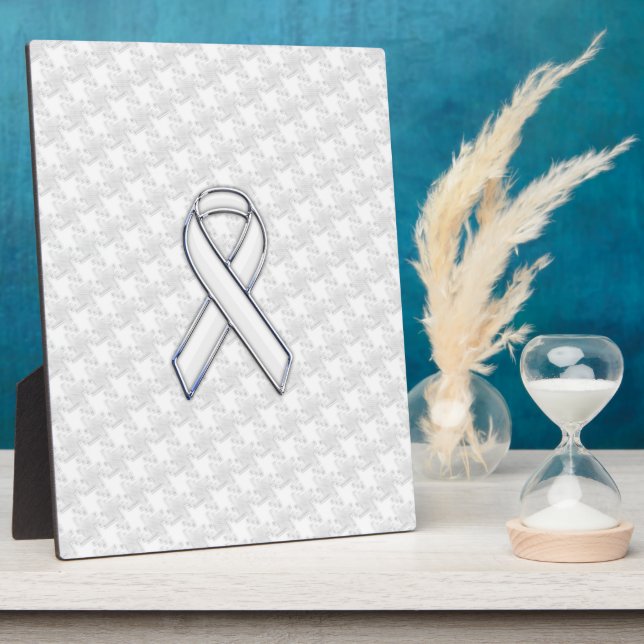 Plaque Photo Chrome White Ribbon Sensibilisation sur Houndstoot (Côté)