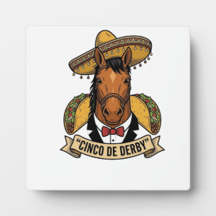 Plaque Photo Cinco de Derby Cheval Taco Sombrero Design Vintage