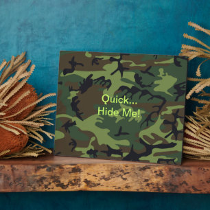 Plaque Photo Citation amusante Camouflage vert militaire