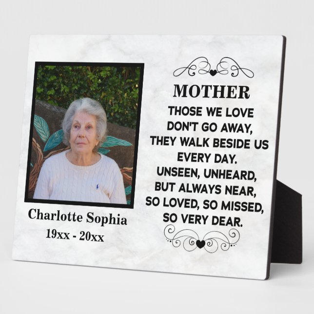 Plaque Photo Citation commémorative pour maman Photo personnali (Côté)