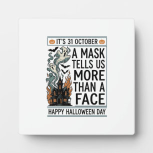 Plaque Photo Citation de Masque Halloween Vintage Vector Design