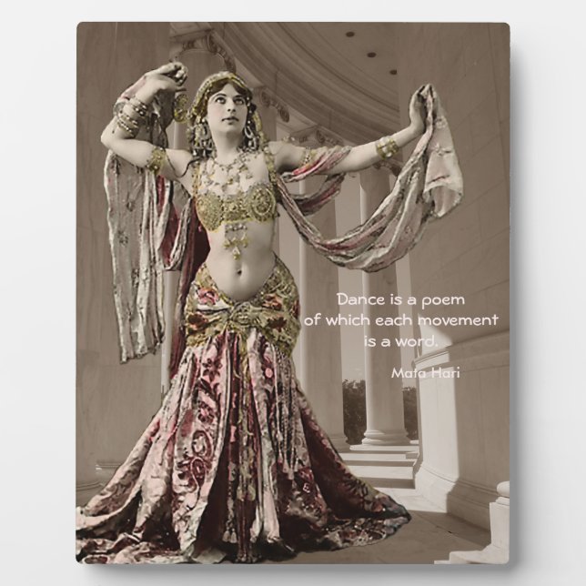 Plaque Photo Citation de Mata Hari Vintage Bellydance (Devant)