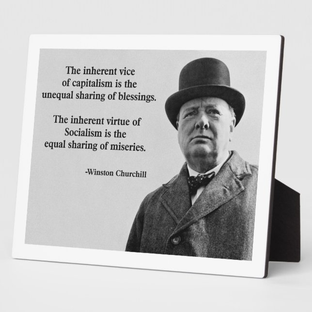 Plaque Photo Citation de Winston Churchill Capitalism (Côté)