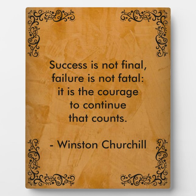 Plaque Photo Citation de Winston Churchill; Succès et Stucco (Devant)