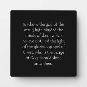 Plaque Photo Citation d'écriture 2 Corinthiens 4 4